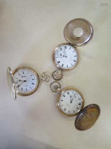 An Elgin gold plated pocket watch - running, A Thomas Russell pocket watch - not running, and a