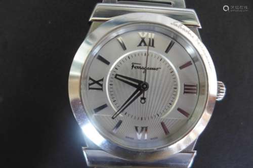 A stainless steel Salvatore Ferragamo Firenze gents wristwatch with sapphire crystal, F74