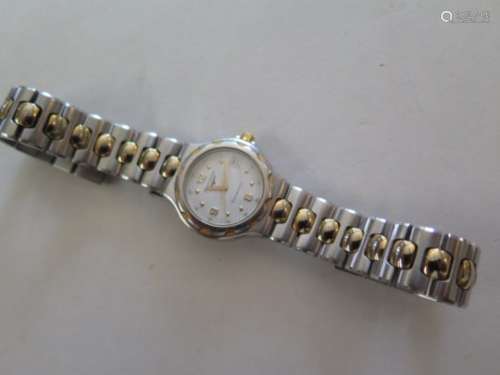 A ladies Longines conquest steel cased wristwatch with bracelet, gold highlights design L1 1313 -