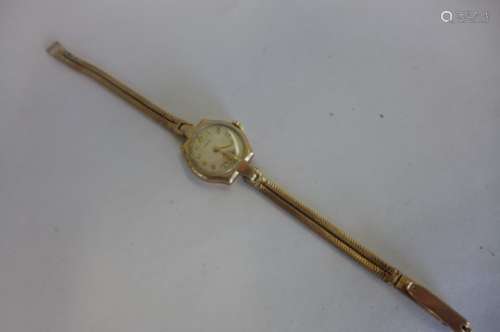 A ladies Vertex 9ct gold wristwatch and strap, gold weight approx 13 grams, total weight approx