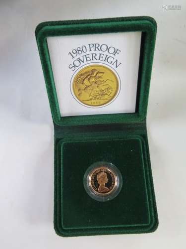 A 1980 gold proof full sovereign - cased