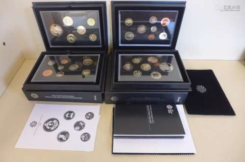 Two cased Great Britain Royal Mint proof coin sets, collector editions, 2014 and 2013