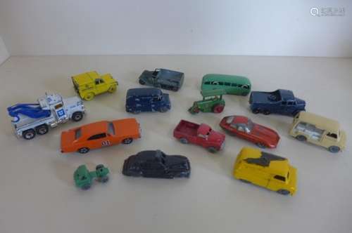 A small collection of fourteen die cast vehicles mostly Lesney