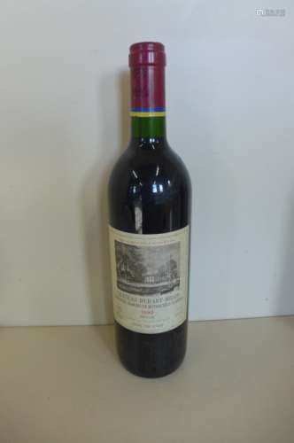 A bottle of 1992 Chateau Duhart Milon, Grand Cru Classe Pauillac red wine, level to base of neck