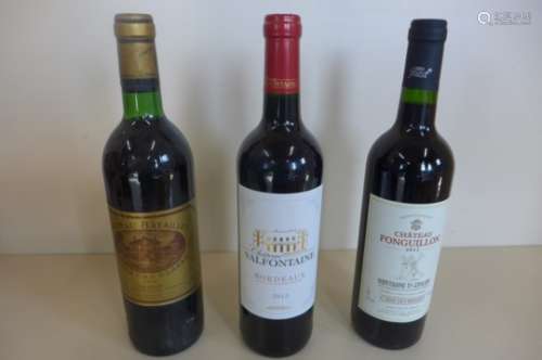 Three bottles of red wine, Chateau Batailley 1983 pauillac, level to base of neck, Chateau