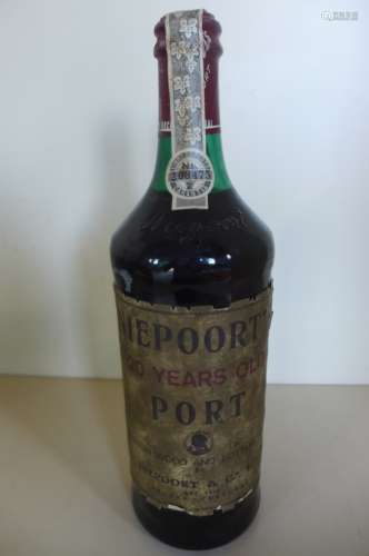 A bottle of Nieports 20 year old port, bottled 1978 - level at base of neck