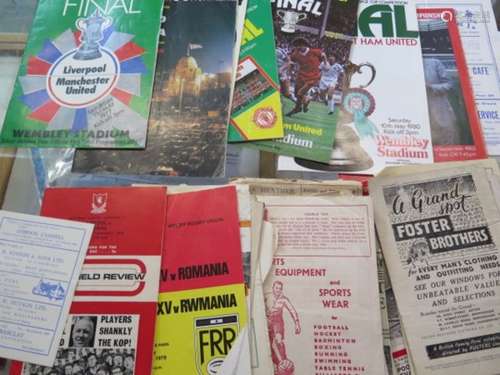 Assorted football programmes 1950's to 1980's, approx 80 - to include Wembley Cup Finals, England