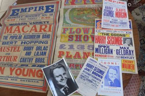 Harry Secombe, three posters, a signed photograph and a programme, also a 1936 Empire poster, and