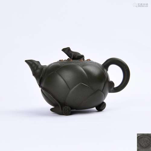 A Chinese Carved Yixing Clay Tea Pot