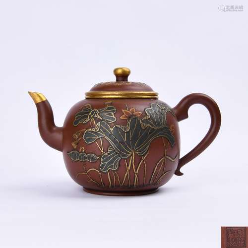 A Chinese Carved Yixing Clay Tea Pot