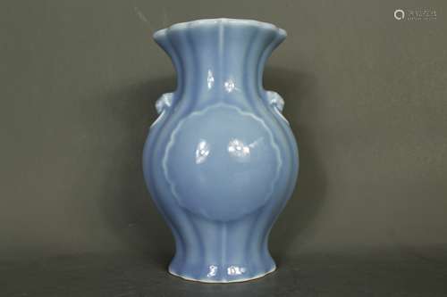 A Chinese Blue Glazed Porcelain Vase