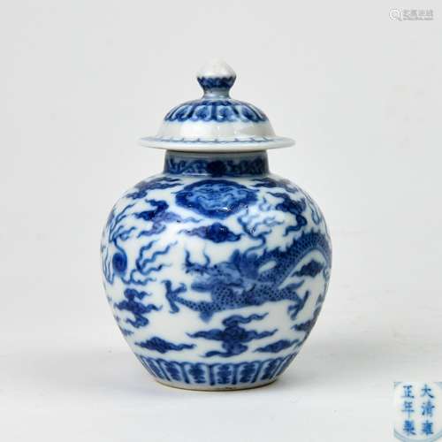 A Chinese Blue and White Porcelain Jar with Cover