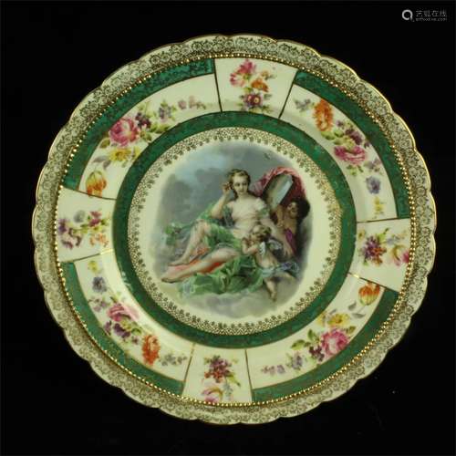 A European Underglaze Porcelain Plate