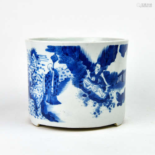 A Chinese Blue and White Porcelain Brush Pot