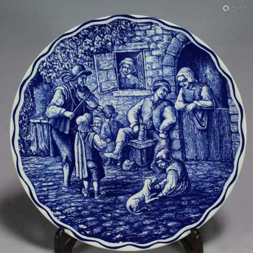 A European Blue and White Porcelain Plate