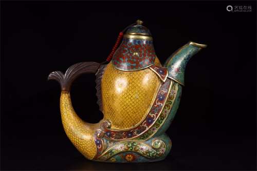 A Chinese Bronze Cloisonne Wine Pot