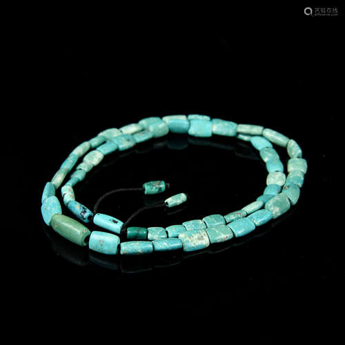 A Chinese Carved Turquoise Necklace