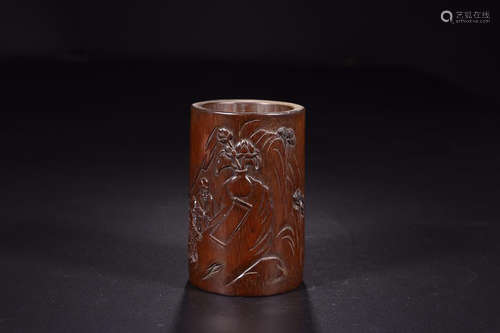 ZHANGBUQING' MARK BAMBOO CARVING BRUSH POT