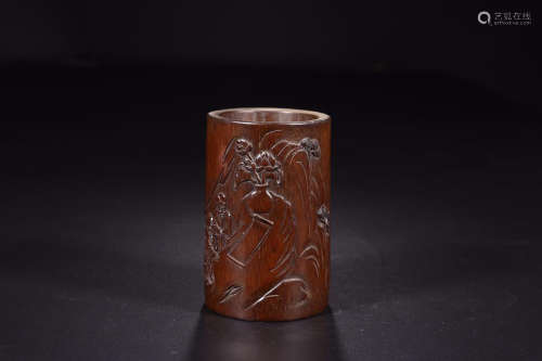 ZHANGBUQING' MARK BAMBOO CARVING BRUSH POT