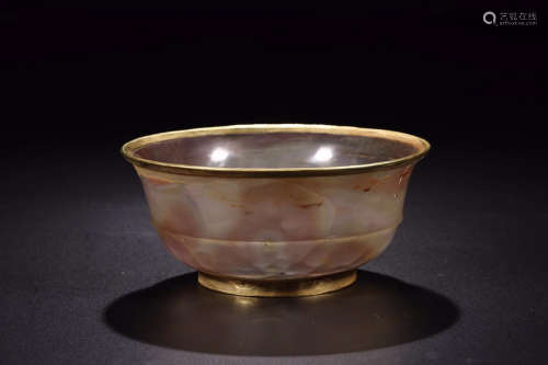 AGATE BOWL EMBEDDED GOLD