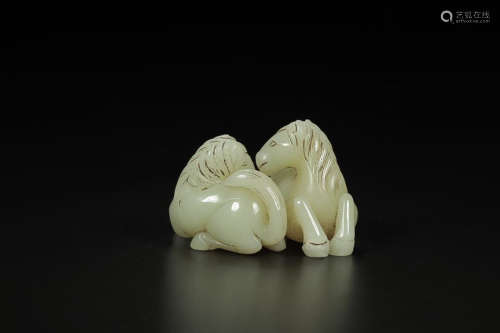 HETIAN JADE DOUBLE-HORSE ORNAMENT