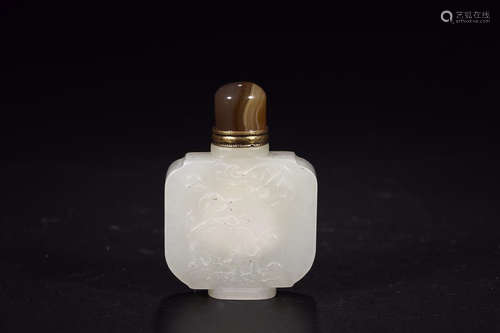 HETIAN JADE 'BOY'& POETRY SNUFF BOTTLE