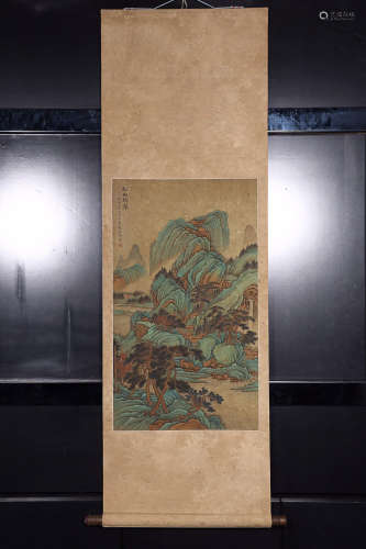 ZHAOMENGFU' MARK SILK SCROLL PAINTING