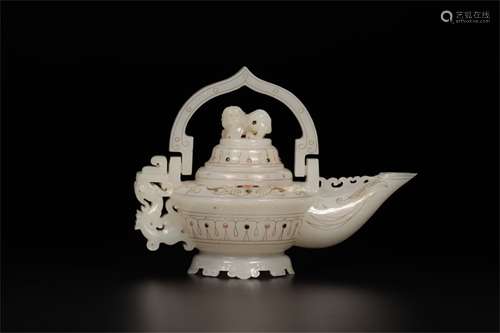 A Chinese Carved Jade Pot