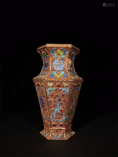 A Chinese Gilt Silver Vase