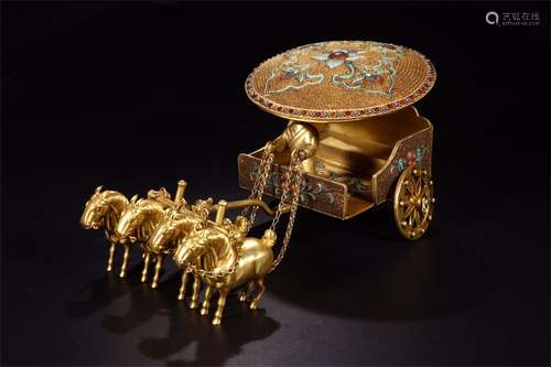 A Chinese Gilt Bronze Carriage Decoration