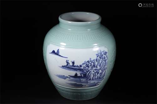 A Chinese Blue Glazed Porcelain Vase