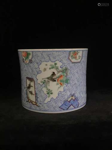 A Chinese Blue and White Porcelain Brush Pot