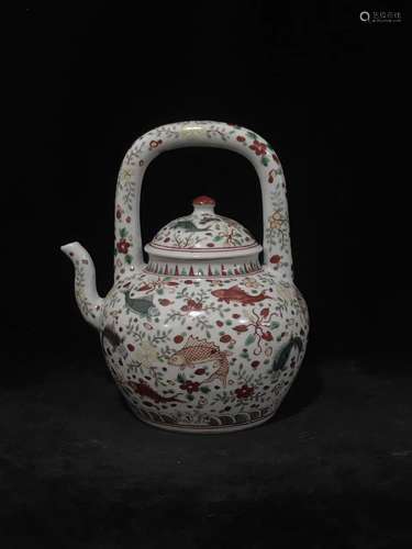 A Chinese Wu-Cai Glazed Porcelain Water Pot