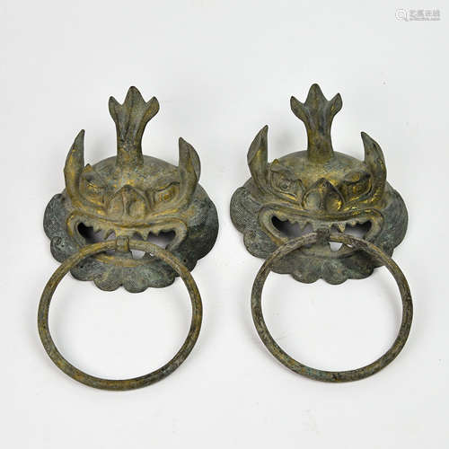 A Pair of Chinese Bronze Handles