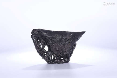 CARVING FLOWER& DRAGON PATTERN CUP