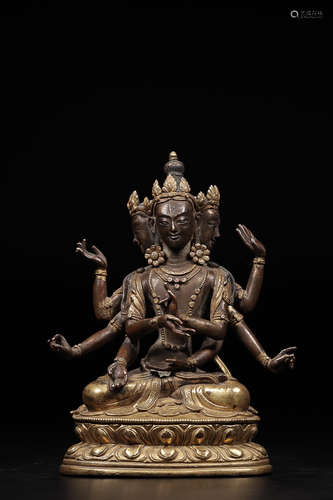 GILT BRONZE GUANYIN ORNAMENT