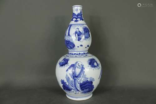 A Chinese Blue and White Porcelain Double Gourd Vase