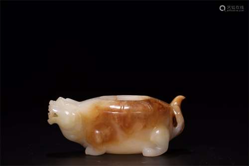 A Chinese Carved Jade Brush Washer