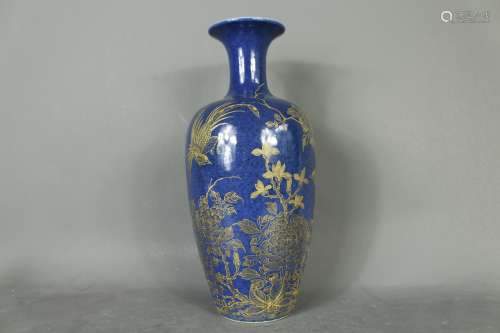 A Chinese Blue Glazed Porcelain Vase