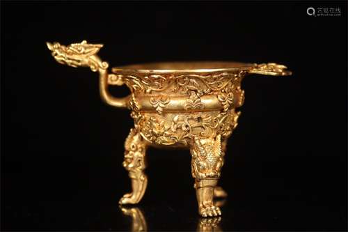 A Chinese Gilt Bronze Cup