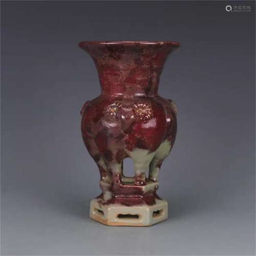 A Chinese Jun-Type Red Glazed Porcelain Vase