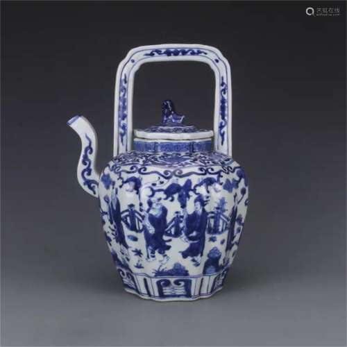 A Chinese Blue and White Porcelain Tea Pot