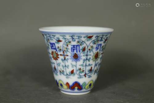 A Chinese Dou-Cai Porcelain Cup