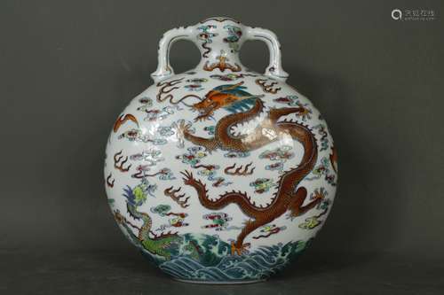 A Chinese Dou-Cai Porcelain Moon Flask