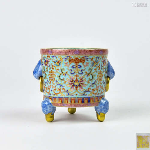 A Chinese Enamel Glazed Porcelain Incense Burner