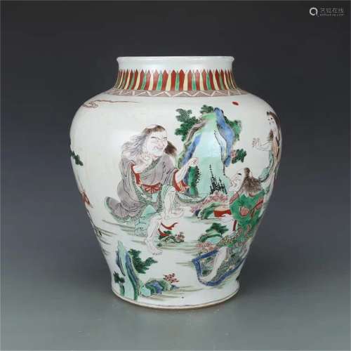 A Chinese Wu-Cai Porcelain Jar