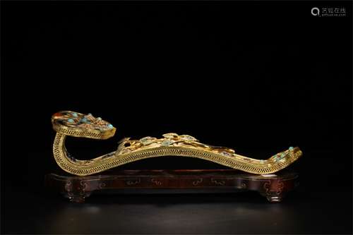 A Chinese Gilt Bronze Ruyi