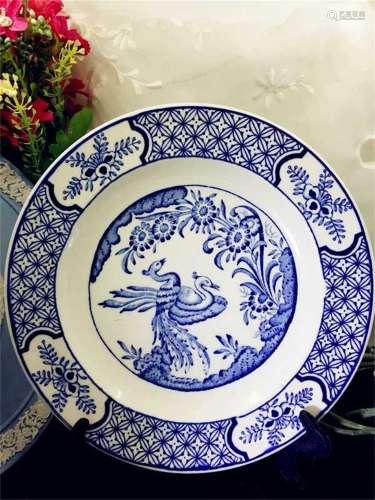 A British Blue and White Porcelain Plate