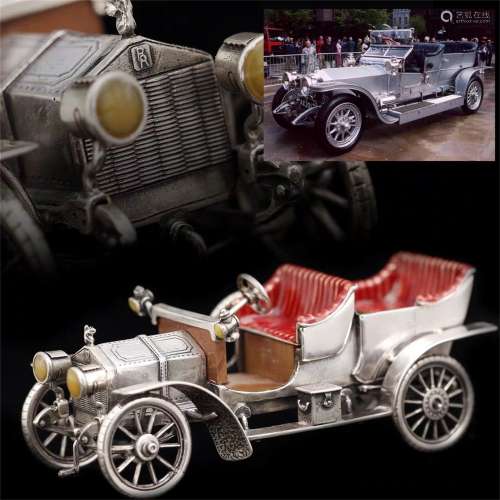 A Handmade Silver Rolls Royce Car Model