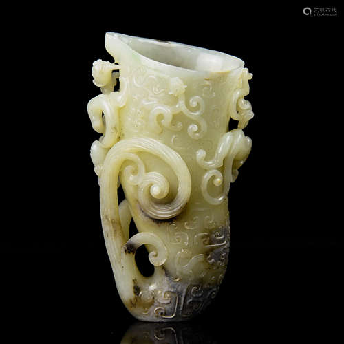 A Chinese Carved Jade Cup